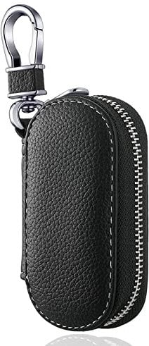 Leikedun Portachiavi per Telecomando Auto, Portachiavi PU Pelle Raccoglitore Chiave Cassa Chiave Cerniera Portafoglio, Stile Vintage Sacchetto Chiave per Uomo (Nero)