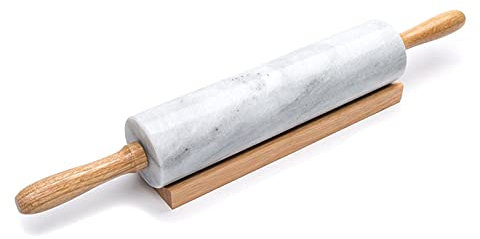 Set Mattarello In Marmo, Mattarello Antiaderente, Rullo Lucidato Di Qualità Premium Da 10 Pollici, Cuscinetto Integrato, Risparmio Di Sforzo, Facile Da Pulire, Per Pasticceria, Pane E Pizza