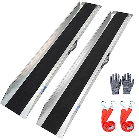 LIEKUMM 2X 150 cm Auffahrrampe, 600 kg Tragkraft Stahl Motorrad Rampe, Anti-rutsch Laderampe für Motorrad, Elektromotorrad, ATV, Werkstatt, Lager, Auffahrrampe für Anhänger, Garage