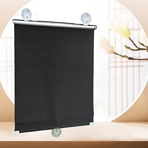 Stores Rouleau occultant a ventouse, 75% rideaux d'ombrage, Rideau à enroulement universels pour fenêtres et portes, store Thermique réglable, Volets léger avec ventouses,Black-45x125cm/18x49in