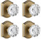 CLCTK 4 Pack Crystal Glass Dummy Door Knob, Single Side Dummy Door Knob Set for Interior Doors in Antique Brass