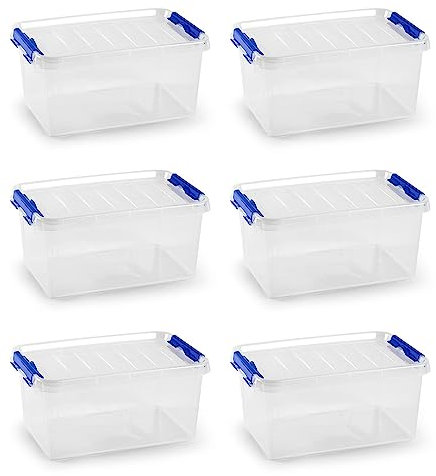 Acan Tradineur - Pack de 6 Cajas de Almacenamiento - Fabricado en plástico - Contenedor para almacenar Juguetes, Libros, Ropa, Mantas - N.º 26-15,5 x 34 x 22,5 cm - 8 L