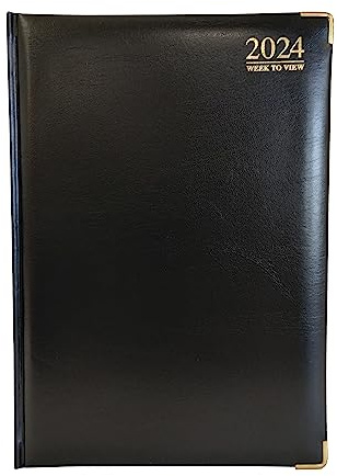 G4GADGET G4 Terminplaner 2024, A5, Wochenansicht, fester Einband, 70 g/m², Papier, für Büro, Büro und Zuhause, Schwarz