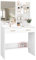 Hzuaneri Coiffeuse avec Miroir, Vanité de Maquillage avec 4 Étagères de Rangement Ouvertes et 2 Compartiments, Coiffeuse avec 2 Tiroirs, pour Chambre, Blanc VT08003X
