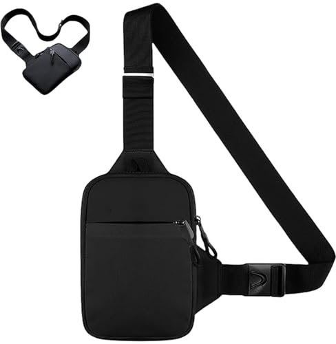 Tyrzol Cross Body Bag Men Shoulder Backpack Sling Chest Crossbody Bag Waterproof Mini Breathable Crossbody Shoulder Bag with Zipper for Runner Workout Hiking Man Bag Women Sling Bag Black