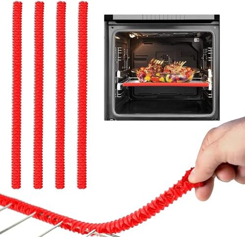 4 Pack Oven Guards for Inside The Oven Shelf Protectors, Heat Resistant, Protect Against Burns Silicone Oven Shelf Edge Guards, Oven Rack Protectors Oven Protector (Red)