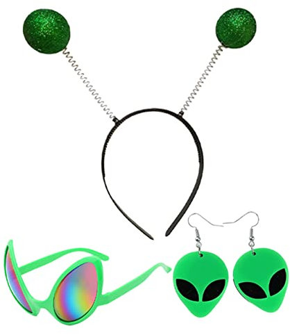 JOINPAYA 1 Satz Alien-Stirnband trendige Röcke stylische Brille Abschlussball Ohrringe Alien-Party-Brille Halloween-Alien-Brille Sonnenbrille Stirnband lustiger Party-Look kreative brillen