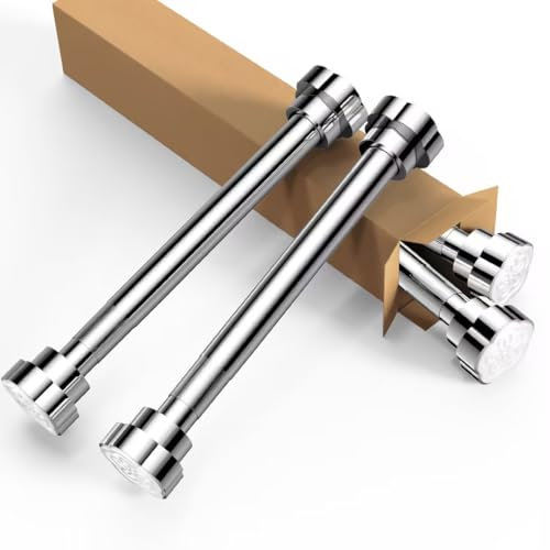 Boscznorp 2 pcs Extendable Curtain Poles #35(40-50cm) Stainless Steel Telescopic Shower Curtain Rod Shower Curtain Rail No Drill Silvery for Bathroom Closet Door Net Voile Curtain Eyelet Curtains