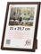 3-B Bilderrahmen MEGA - Dunkel Braun (Nussbaum mit optischer Holzmaserung) - 21x29,7 cm (A4) - Holzrahmen, Fotorahmen, Dokumentenrahmen mit Acrylglas