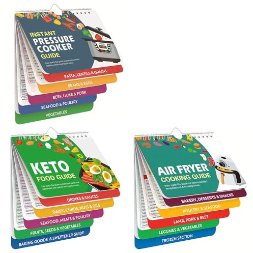 3PCS Air Fryer Cooking Guide, Air Fryer Cheat Sheet Magnets Cooking Guide Booklet with Magnetic Sheet - Air Fryer Cook Book Times Chart for InstantPot, Oven, Air Fryer Accessories, Pot Temp Guide