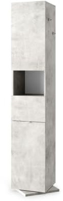 Meublorama Colonna da Bagno Girevole con Specchio, 2 Porte e 1 cassetto, Collezione BURA. Colore Grigio Effetto Cemento.