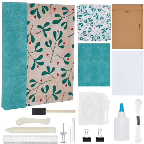 WEBEEDY Buchbindeset Für Anfänger DIY Deluxe Blumentagebuch Buchbindewerkzeuge Materialien Und Unterrichtsanleitung Komplettes Buchbindezubehör-Set Mit Faden, Nähnadeln, Papier Und Andere Werkzeuge