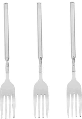 LIFKOME 3piezas Tenedor Bbq Retráctil Inoxidable Utensilio De Barbacoa Práctico Para Cocinar Casa Camping y Picnics