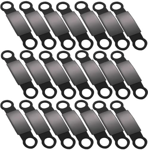 21 Pcs Slide On Pet Id Tags Cat Dog Name Tag Silent, Blank S/M/L Black Stainless Steel Silicone, Quiet No Noise Pet Dog Cat Collar Tag (Black, L)