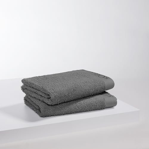 s.Oliver 2 TLG Handtuch Set 50x100cm - 100% Baumwolle, 600 g/m², weich & saugstark, Doppelpack Handtücher grau