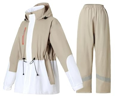 RAINFREEM Regenanzug für Damen, wasserdichte Regenjacke und Hose mit reflektierender Spitze, Regenbekleidung für alle Sportarten, Anti-Sturm