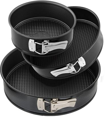Zenker Set da 3 tortiere apribili con cerniera, materiale acciaio al carbonio, rivestimento antiaderente, base a nido d'ape, dimensioni Ø20, Ø24, Ø28 cm