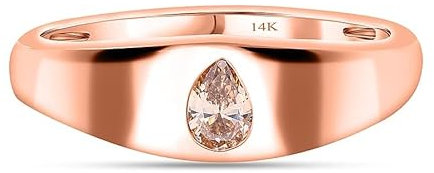 TJC 14ct Rose Gold Champagne Diamond Solitaire Ring for Women Size R TCW 0.25Ct
