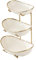 AYES Fruit Bowl, 3-Tier Large Ceramic Fruit Basket with Metal Stand Tiered Decorative Space Saver Fresh Fruit Serving Bowls for Kitchen Countertop Tabletop Parties Display (Gold 3-Layer)