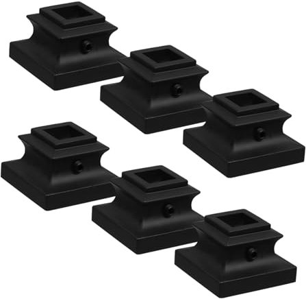 TOBBOMEY 6st Leitplankenkopfsockel Flache Baluster Geländerstäbe Für Innentreppen Reparaturset Für Schmiedeeiserne Geländer Treppengeländer-set Schuhbalusterleiste Treppenteile Eisen Black