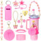 10PCS Travel Cup Accessories Pink Accessories for Cup Includes Cup Straw Cover Water Bottle Handle Strap Cup Boot Pendant Cup Chain and Plush Ball Suitable for Stanley Cup 40oz & 30 oz Tumbler