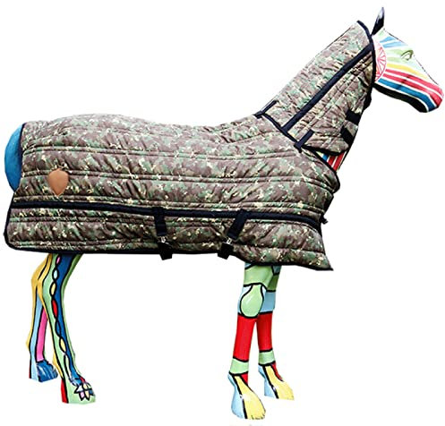 Gewicht Pferd Weidedecke, 1200D Camouflage Splicing Hält im Winter warm Ripstop Winter-Fohlen- und Mini-Pferde-Wechseldecke Hals abnehmbar Ätherisch Bequem Langlebig(XXS)