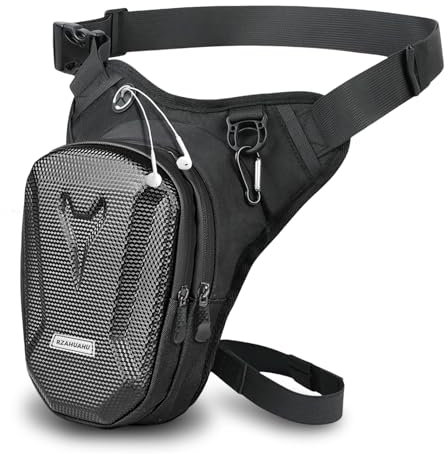 Flintronic Sacoche de Jambe Moto, Sac de Jambe Tactique, Leg Bag en Coque EVA, Multifontion Moto Poche Jambe, Imperméable, avec Sangle de Jambe Amovible, pour Cyclisme, Course, Randonnée