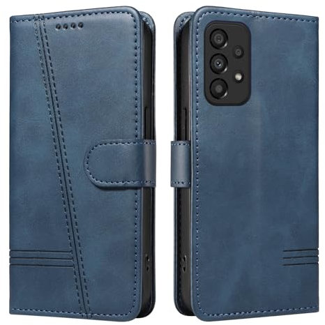 NEXCURIO Handyhülle für Samsung Galaxy A53 5G Hülle Klappbar mit Kartenfäch Klapphülle Lederhülle Leder Schutzhülle Wallet Flip Case Cover Handy Tasche Handytasche - Blau