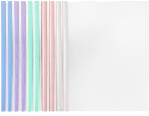 Lot de 10 couvertures de rapport A4 en plastique, classeur avec barre coulissante, couvertures de reliure A4, couverture de rapport A4 avec clip pour l'école, documents de bureau