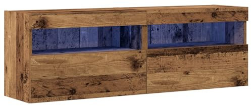 vidaXL Meuble TV Mural Bois Ancien 60 x 30 x 40 cm Bois d'ingénierie, Salon, Console Média Rustique, Meuble Murale Rectangulaire, Centre de Divertissement, Solution de Rangement, Éclairage Ambiant
