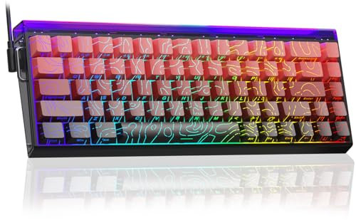 AULA Hero 68 Gaming Tastatur Mechanisch,Hall Effect Magnetic Switch,0.01mm Einstellbare Betätigung Rapid Trigger,8K Polling Rate,Seitlich Graviert,60% RGB Tastatur mit Kabel,QWERTY (Rot&Schwarz)