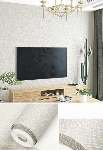 WPE® Vinyl Wallpaper with Mica Effect – Greige Textured Finish, Non-Woven Paste The Wall – Modern Natural Look, Washable & Easy to Apply – 9.5m x 53cm 150-1004
