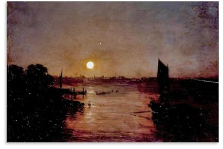 YYUEQIL Joseph Mallord William Turner Prints Moonlight, A Study at Millbank, Wandkunst, Wandkunst, Gemälde, Leinwanddrucke, Kunstwerke, Schlafzimmer, Wohnzimmer, Dekoration, ungerahmt 60 x 90 cm