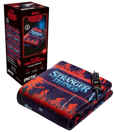 Imetec CaldoPlaid Stranger Things – Coperta riscaldante 180x140 cm | Velvet morbido termocromatico | 6 temperature | Basso consumo | Riscaldamento rapido | Lavabile