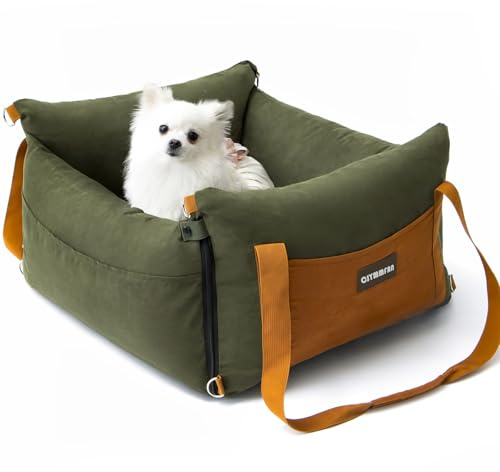 Siège auto pour chiens de petite taille de moins de 15 kg, panier portable pour chien avec zone de repos amovible, amovible et lavable, niche pour chien de voyage avec compartiments et ceinture de