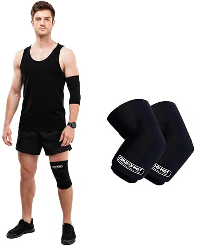 Pack de 2 manchettes de compression gel froid/chaud - design coulissant 360°, ultra douce et étanche - Poche de glace genou ou coudé - Tailles L - Ice Cold Sleeve - Pour coude, bras, cheville, mollet