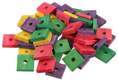 COMPUKAS 50 Stück Papageien Holzbausteine Kauspielzeug aus Kunststoff Buntes Beißspielzeug für Vögel Sicher und Unterhaltsam für Zuhause an Wand Geeignet Zufällige Farbe