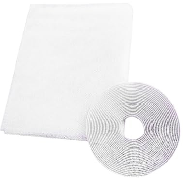 SEWACC Self- Mosquito Screen Window Netting Mesh Curtain 1.5X2M White 2pcs, Mesh Cover with Hook and Loop Strips for and Protection