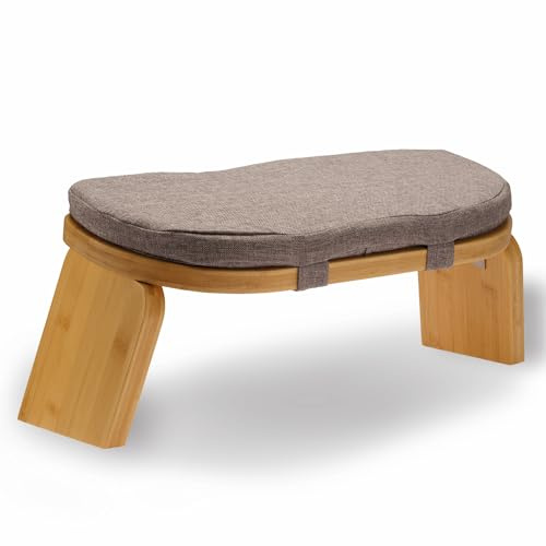 Active Peak Meditationsbank Yoga Hocker Stuhl Klappbar 44x18 cm inkl Kissen Ergonomischer Bambus Yogahocker Nachhaltige Meditationshocker für Achtsamkeit & Knieentlastung