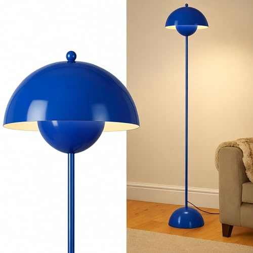 Alpinaluz Stehleuchte mit gewölbtem Parabolschirm: Klassisch, modern und nordisch, ideal für Wohnzimmer und Esszimmer mit E27-Sockel (Kobaltblau)