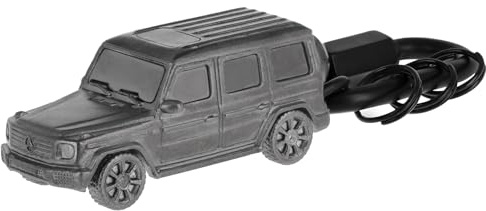 Mercedes-Benz G-Klasse Schlüsselanhänger, Anthrazit/Schwarz, Edelstahl/Zinkdruckguss, PVD-beschichtet, mit verschraubbarem Karabiner und 3 Minispaltringen