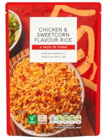 Chicken & Sweetcorn Flavour Microwave Rice, Ready to Eat, 250g, 1 Pack,Delicious chicken and sweetcorn flavoured rice inspired by traditional Chinese cuisine for a satisfying meal