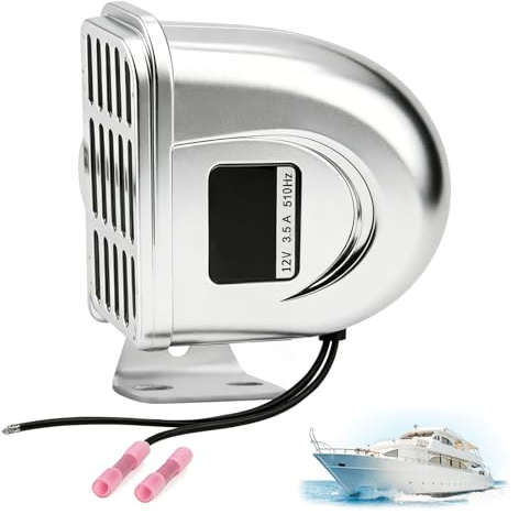 Marine Horn 12V Boots Hupe 118dB Signalhörner Marine Hupe For Boote Schiffshorn Wasserdicht Autohupe Edelstahl Bootshupe Laut Horn Für Schiffe Boote Yachten Wohnmobile LKW (Silber)