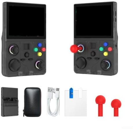 Posheliox Console di gioco portatile open source con schermo HD da 3,5 pollici, supporto multiplayer WiFi, vibrazione, dispositivo di gioco retrò per viaggi, materiale ABS (nero)