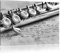 Pixxprint Monocrome, Detailaufnahme Einer Querflöte, Größe: 80x60cm, Leinwandbild, fertig gespannt, Wandbild, Dekoration, Kunstdruck, kein Poster