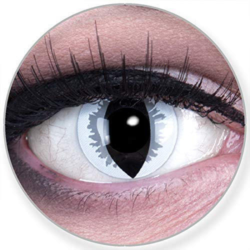 Lenti a contatto colorate Grey Dragon in grigio + contenitore – Funnylens marchio di qualità, 1 Coppia (2 pezzi) colorato Lenses perfetto per Halloween, Carnevale, Feste o carnevale