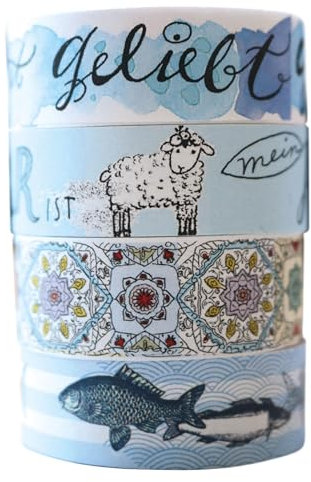 Washi Tapes Design Blau: 4 Rollen im Set