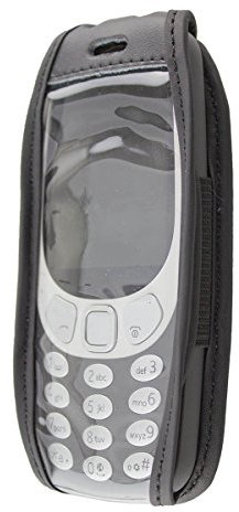 caseroxx Ledertasche mit Gürtelclip für Nokia 3310 (2017) 3G in schwarz – robuste Handy-Tasche mit Sichtfenster & Gürtelclip aus Echtleder, ideal für Beruf, Freizeit, Outdoor & sicheren Transport