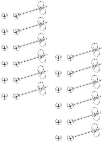 Milacolato Boucles d'Oreilles Clous d'Oreilles Acier Inoxydable Rond Bille Couleur Argent Bijoux Fanataisie 12paires