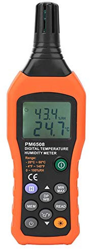PEAKMETER MS6508 Digitales Temperatur- und Feuchtemessgerät mit Taupunkt- und Feuchttemperatur-Hygrometer - 99 Speicherkapazität